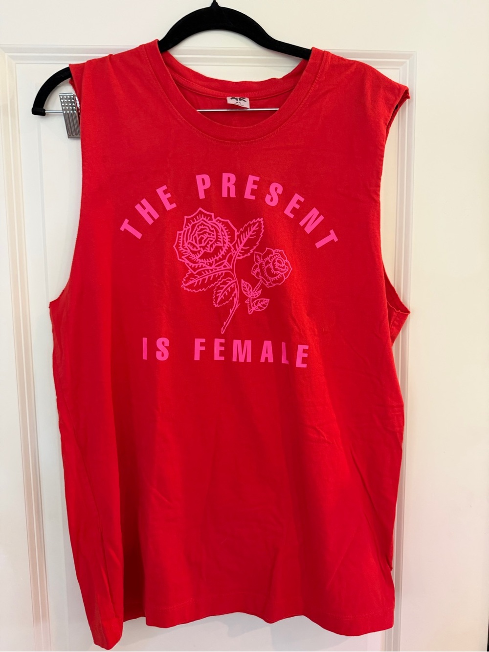 Zumba Fitness Red Muscle Tank with Pink Floral Graphic